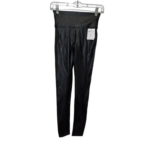 NWT Spanx Faux Leather Black Leggings Shaping High-Waist Size Small - Picture 3 of 12